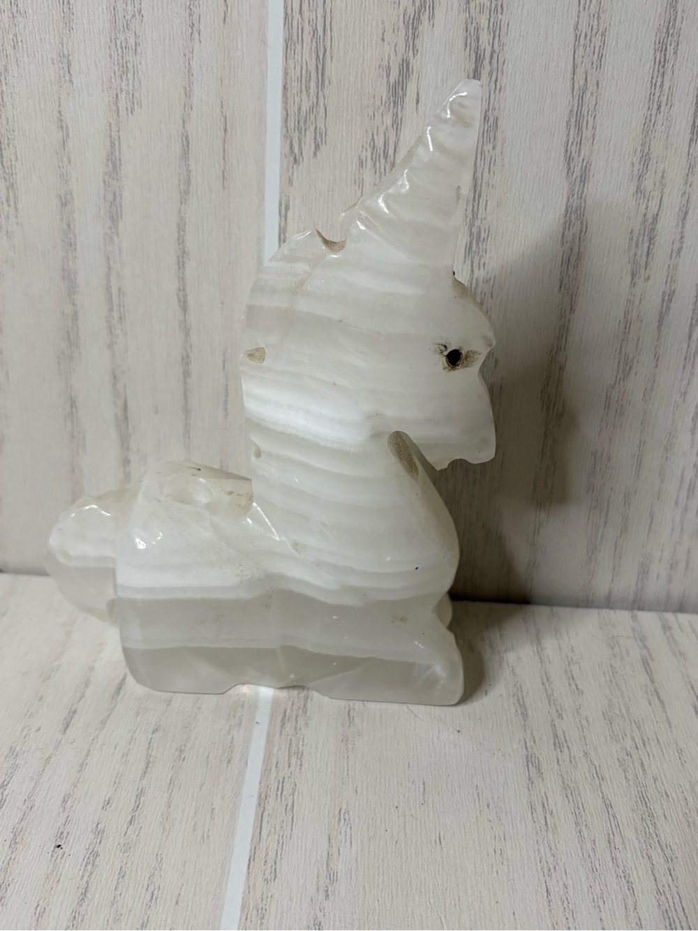 Vintage Unicorn Figurine / Carved Onyx Marble Unicorn Statue / Stone Unicorn